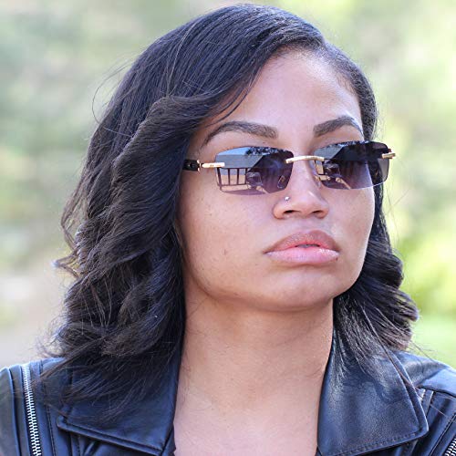 Flawless Slim Dean Rimless Sunglasses Rectangular Metal & Wood Art Glasses3