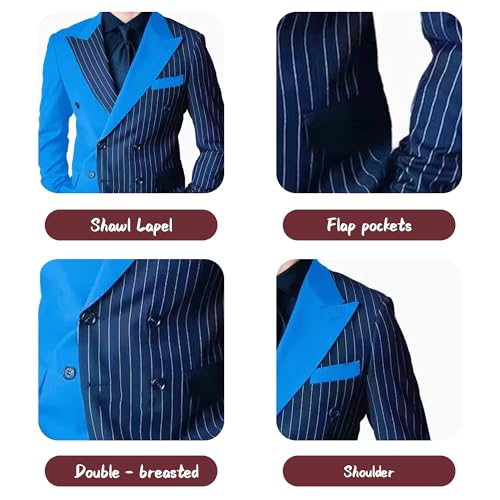 Tuxedo for Men Slim Fit 2 Pieces Suit Blazer Stripe Peaked Lapel Pants Wedding Prom Business Banquet Performance2