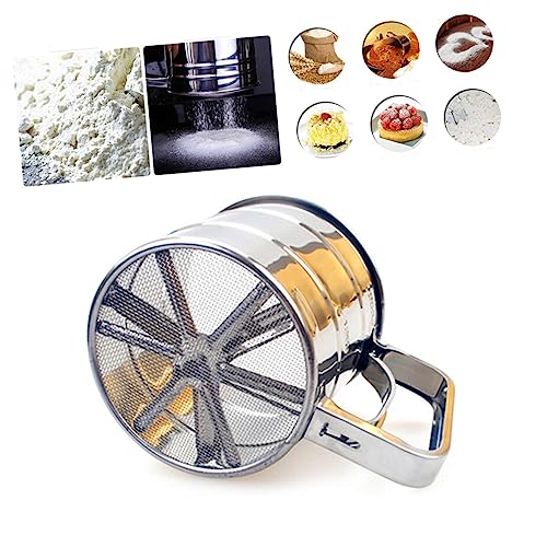 Cabilock Stainless Steel Mesh Flour Sifter Handheld Flour Sieve for Baking for Dusting Sugar Sifting Gluten Flour for Bread Pizza Dough Cookies