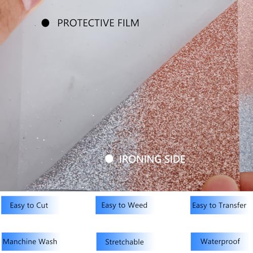 Image of HTVVETUR Glitter Rainbow Heat Transfer Vinyl - 12 inch x 8ft Rainbow HTV Vinyl Glitter Iron on Vinyl