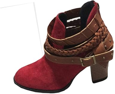 YiYLunneo Botas de Tacón Alto para Mujer Invierno Botines Rojos Moda Damas  Otoño Zapatos Fiesta Boda Sexy Remache Hebil CN 37-42 : Amazon.es: Zapatos  y complementos