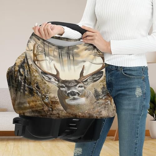 Image of Youngerbaby Deer Hunting Baby Nursing Cover for Breastfeeding Stretchy Breastfeeding Cover Lightweight Baby Shower Present Breast Feeding Cover Ultra Soft Breathable Carseat Cover
