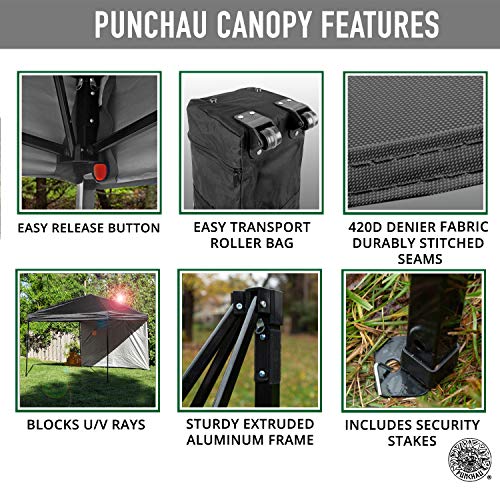Punchau Pop Up Canopy Tent with Sidewall 10 x 10 Feet, Red - UV Coated, Waterproof Instant Outdoor Gazebo Tent, Bonus Roller Carry Bag
