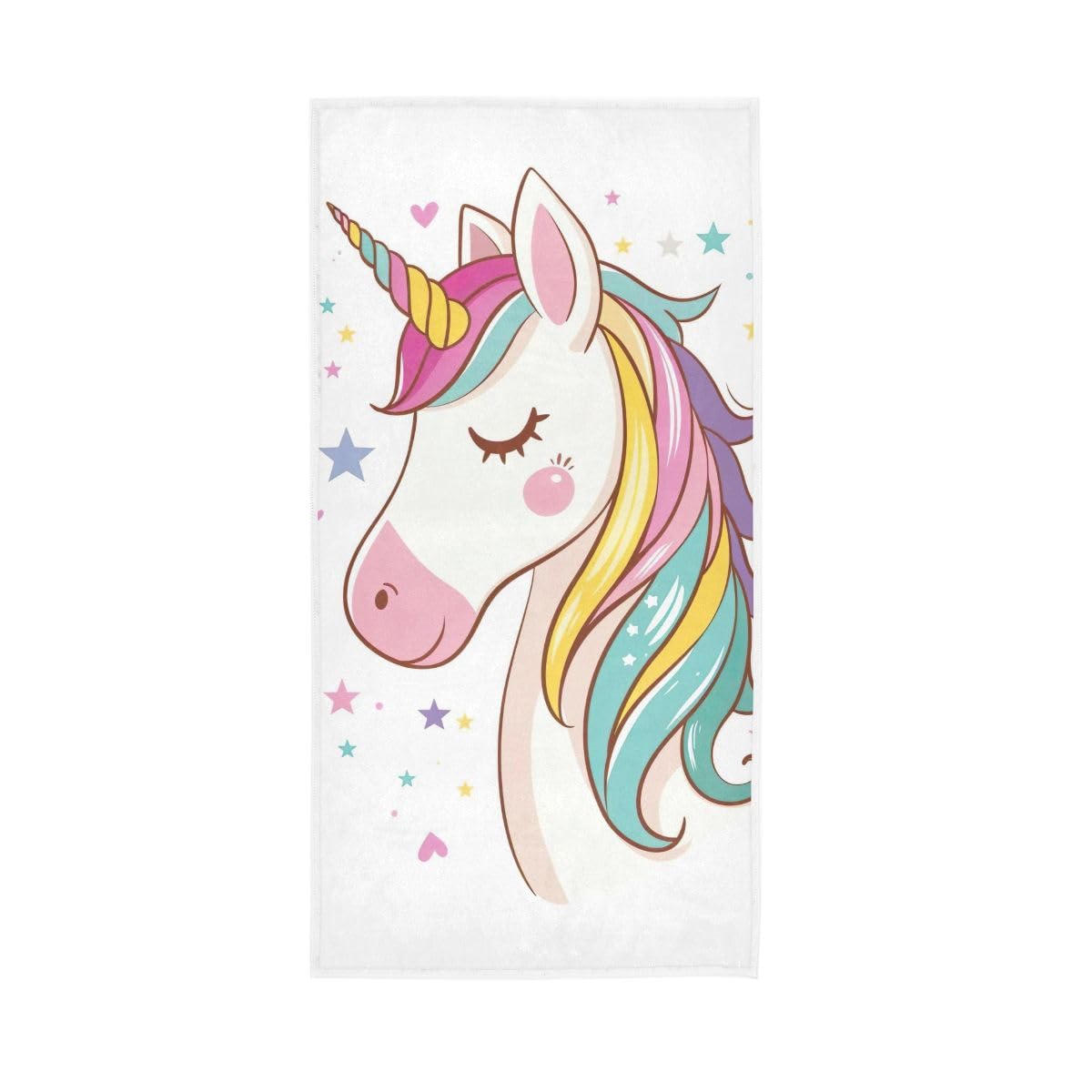 HUYGD Unicorn Stars Hearts Hand Towels, Bathroom Towel for Bathroom, Gym, Hotel, Spa 15 x 30 Inches