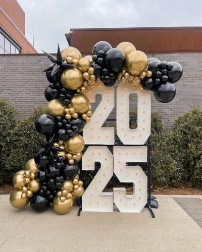 Image of KBZVNAF Black and Gold Latex Balloons - 60 Pack 12 inch Black Metallic Gold Confetti Party Balloons for Birthday, Baby Shower, Wedding, Graduation, New Year Party Decorations