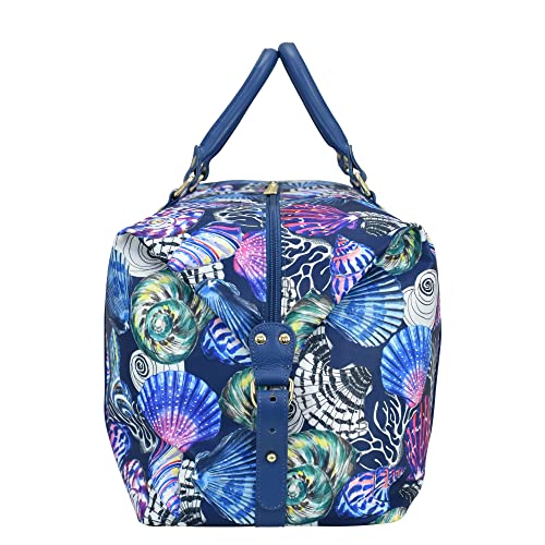 Image of Anuschka Great Escape Duffel Bag - Wanderlust Collection - Nylon Fabric with Genuine Leather Trim and Artwork Print