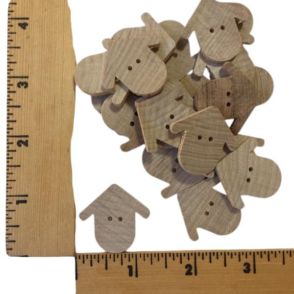 Natural Wooden Unfinished Round Bottom Birdhouse Buttons 20 Pcs -