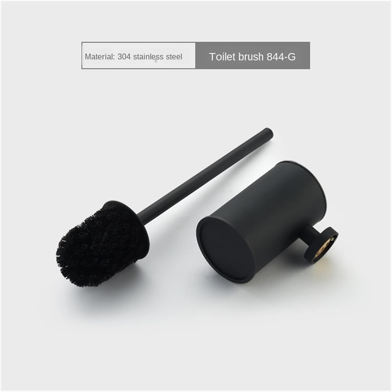 Stainless Steel Gold Black Toilet Brush Bathroom Cleaning Tool Brush Holder with Toilet Brush Bathroom Accessories Toilet Plunger (Color : Silver) (Black)
