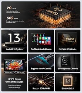 10" QLED Car Stereo for Honda Civic 2013-2017 (Only US Version)-Wireless CarPlay & Android Auto, Android 13.0 with Physical Volume Knob Keybutton, 5G WiFi, 1080P Backup Camera, Plug-and-Play