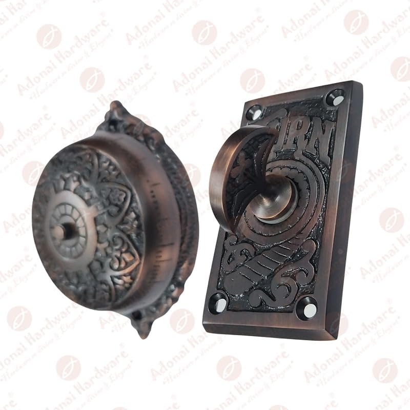 Adonai Hardware "Jaalam" Brass Manual Old Fashion Door Bell or Twist Door Bell or Hand-Turn Door Bell (Oil Rubbed Bronze)