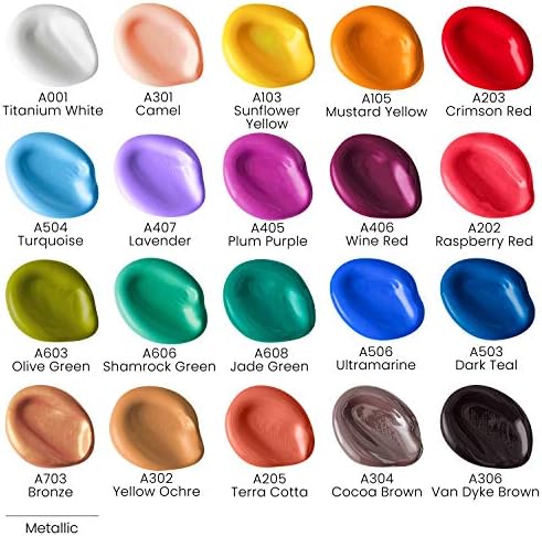 ARTEZA Craft Acrylic Paint Set, 20 Vintage Tones, 60 ml Bottles, Water-Based, Matte Finish, Matte Acrylic Outdoor Craft Paint for Halloween Projects on Glass, Wood, Ceramics, Fabrics, Paper & Canvas