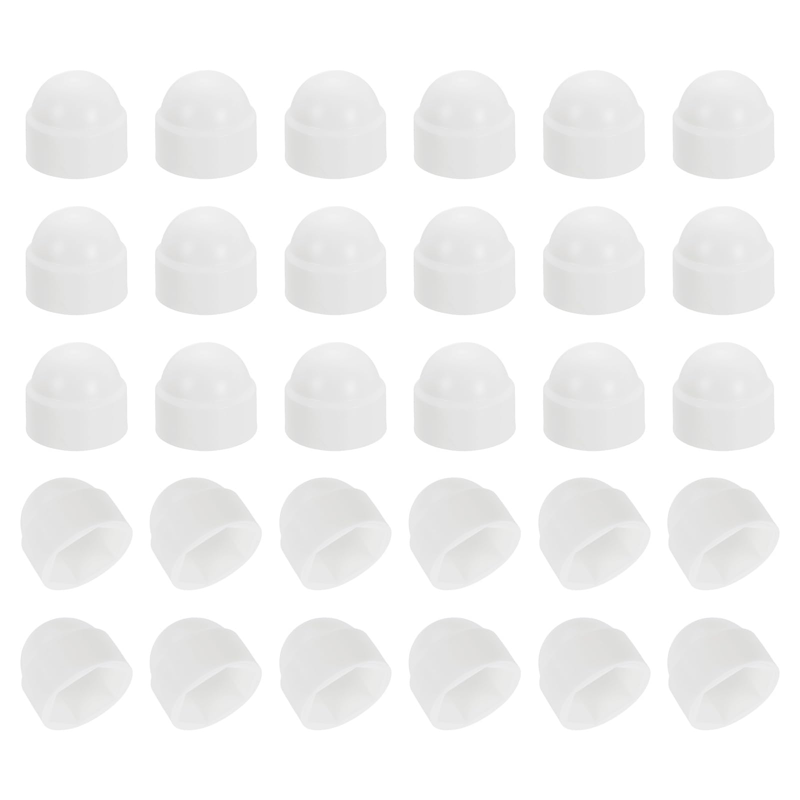 sourcing map Nut Protection Cap, 30Pcs M16x23x26mm - Plastic Hexagonal Screw Protection Cap, Dome Acorn Hex Head Bolt Covers, Waterproof Decorative Caps (White)