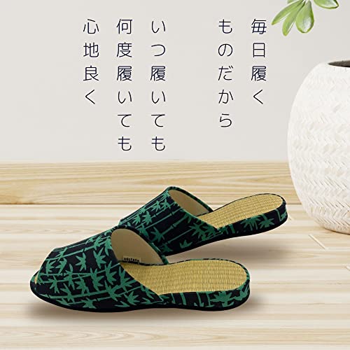 Edoten] Slippers, Indoor Woven Rush grass Room Shoes with Traditional Towel, Front-Opening3