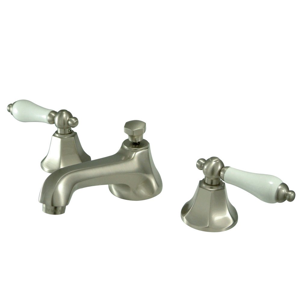Robinet lavabo Kingston Brass à double manette porcelaine et laiton durable