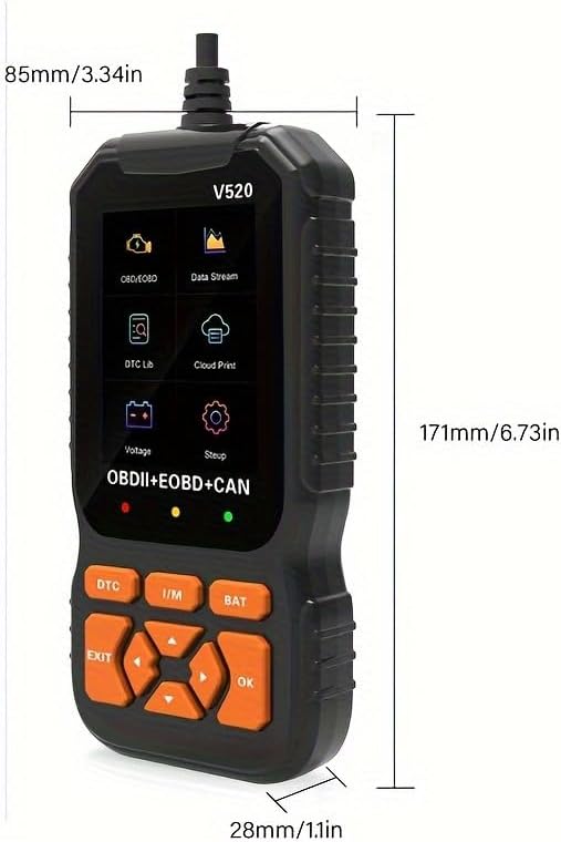 RODEDIO V520 scanner with detailed dimensions