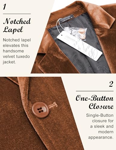 Image of COOFANDY Men's Velvet Blazer Notched Lapel Velour Suit Jacket One Button Tuxedo Jackets for Wedding Prom Party Dinner