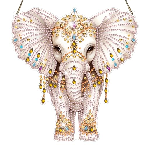 NAIMOER Peinture diamant 5D adultes, pendentif éléphant, kit DIY