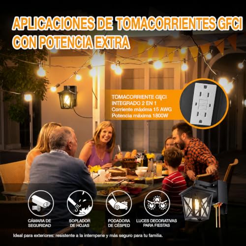 Image of Ehaho Porch Light with GFCI Outlet Aircraft Grade Aluminum Alloy Black 2PCS | Dusk to Dawn Outdoor Lights Waterproof IP 68 Upgraded 3 Lighting Modes Exterior Light with Plug for Front Door Patio Garage
