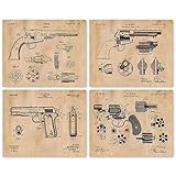 Vintage Colt Peacemaker Firearms Patent Prints, 4 (8x10) Unframed Photos, Wall Art Decor Gifts Under...