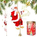 Auniq Papá Noel de cuerda de escalada con música, ...: ✨【Papá Noel trepador con cuerda】- Este juguete de Navidad es un diseño especial de santa claus trepador en cuerda, el anciano viste su tradicional traje rojo, y lleva una pequeña bolsa de regalo en la espalda sube y baja repetidamente con música. Per...