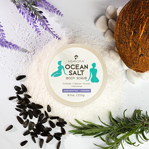 Ocean Salt Body Scrub, Handcrafted Scrub With Lavender Oil, Scrub With Essential Oils, Detox Body Scrub, Exfoliating Salt Scrub To Exfoliate & Moisturize Skin, Deep Cleansing #TOP3