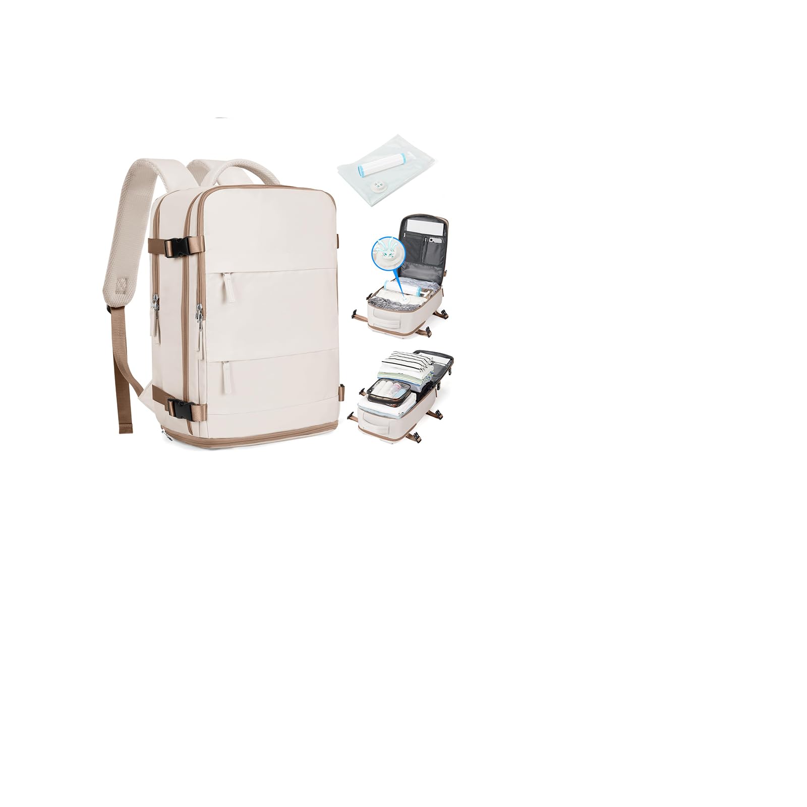 SZLX Vacuum Backpack Travel Bag with Pump, Ryanair Cabin Bags 40x30x20 Underseat Travel Backpack Cabin Size Wizz air, Ryanair Cabin Bags 40x20x25 Carry-ons Easyjet 45x36x20 Laptop Rucksack Women Mens