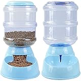 Wellz 自動給餌器 自動給水器 セット 自動餌やり器 犬 猫 中小型犬 猫用 大容量 3.8Lタンク フードボウル ペットボウル オートペットフィーダー ペットフィーダー (ブルー)