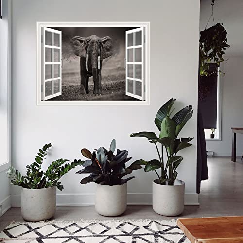 Removable Wall Art Mural Sticker Window View Elephant Photography Landscape Wall Decal For Living Room Bedroom Office Decor #TOP6