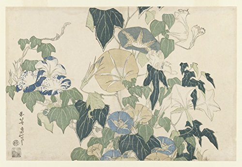 Lámina decorativa Hokusai Morning Glories para crear un ambiente Zen y relajante en tu salón