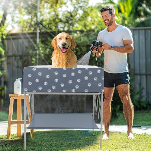 GT GETCO TECH Hundebadewanne und badewanne faltbar zum Baden, Duschen und Pflegen, Hundepool für Zuhause mit viel Platz, geeignet für kleine, mittlere und große Haushunde, für drinnen und draußen