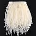 Ostrich Feathers Trims Fringe with Satin Ribbon Tape - for Dress Sewing Crafts Costumes Decoration Pack of 2 Yards (Beige)