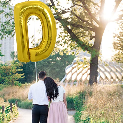 Image of TONIFUL 40 Inch Large Gold Letter D Balloons, Foil Mylar Big Balloons for 2026 New Year Eve Graduation Wedding Baby Shower Birthday Party Anniversary Decorations
