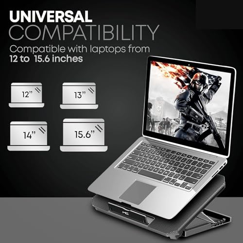 Dyazo Dual Fan Laptop Cooling pad | Laptop Cooler | Laptop Stand with Fan | 4 Height Adjustment Compatible for MacBook Air Pro, HP, Lenovo, Dell &... - Image 3