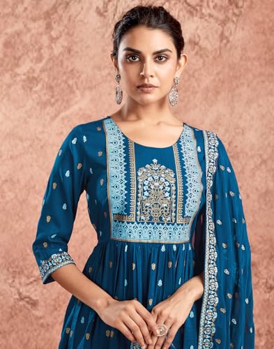 Image of SIRIL Women's Rayon Viscose Printed Kurta Pant with Dupatta Set