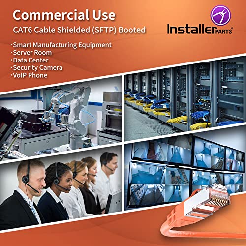 Image of InstallerParts (2 Pack Ethernet Cable CAT6 Cable Shielded (SSTP /SFTP) Booted 150 FT - Orange - Professional Series - 10Gigabit /Sec Network /High Speed Internet Cable, 550MHZ