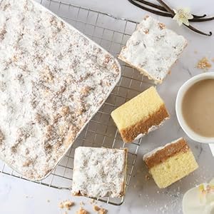 Dulcet Gift Baskets Old Fashioned Favorite Crumb Cake Gift Box of 2 Trays of 8×8 Dessert Cake for Holidays, Birthday, Sympathy, Get Well, & Family or Office Gatherings for Men & Women