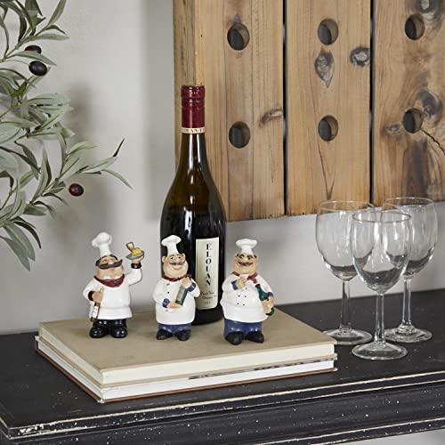 Deco 79 Polystone Chef Sculpture, Set Of 3 5", 4", 6" H, White #TOP1