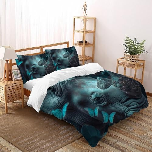 Housse de couette King rhinocéros microfibre 220x240cm