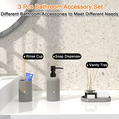Lkkl Bathroom Accessory Set - 3Pcs Soap And Lotion Dispenser Sets- Toothbrush Holders Bathroom Tray Soap Dispenser Toothbrush Cup Modern Bathroom Decor (Grey) #TOP2