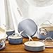 Bloomhouse - Oprah's Favorite Things - 12 Piece Aluminum Pots and Pans Cookware Set w/Non-toxic Ceramic Non-stick, Ceramic Steamer Insert, & 12 Protective Care Bags - Periwinkle Blue