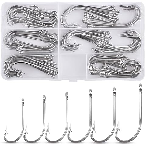 SILANON 110Pcs O'shaughnessy Fishing Hooks Set Cover