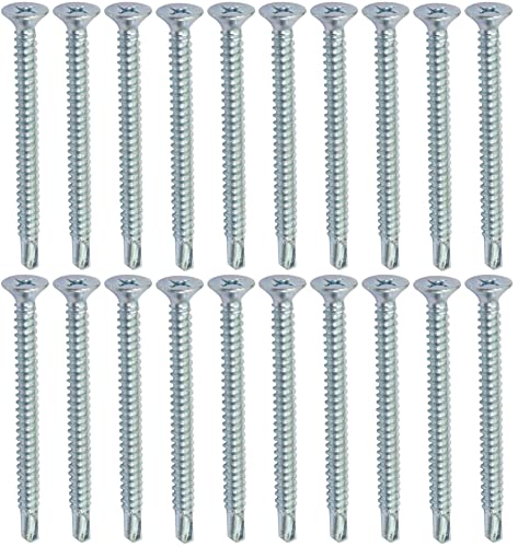 AERZETIX - C44708 - Juego de 20 Tornillos para chapa autoperforantes Ø4.8x60mm con cabeza fresada - DIN 7504 P - con huella PH/cruciforme - en acero galvanizado - chapa marco metálico - color plata