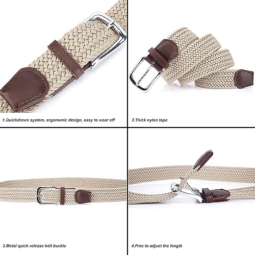 Mens Elastic Braided Belt - Stretch Canvas Woven Casual Waist Band Web Belt 41-50" for Work Travel Sports Men Women2