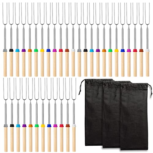 36 Pcs Marshmallow Roasting Sticks with Wooden Handles (32 in) - Campfire Skewers