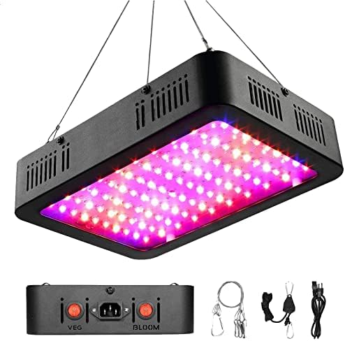 Aidyu 1000W LED Grow Light, Full Spectrum Growing Lamps for Indoor Hydroponic Greenhouse Plants with Veg and Bloom Switch, Dual Chips, UV & IR, Adjustable Rope Hanger