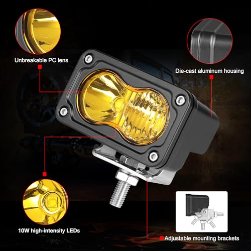 Image of LED Pods Amber 3 inch Driving Fog Light Yellow Off Road Lights