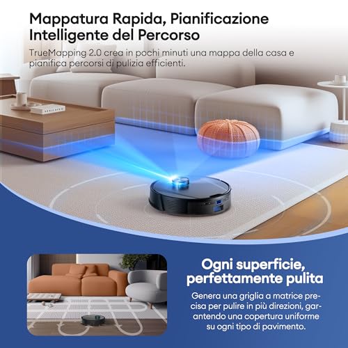 Ultenic Robotstofzuiger 6000 PA Zuigkracht, Laser Navigatie, Alexa, App Besturing, Stil, Ultradun, Lange Batterij - Afbeelding 5