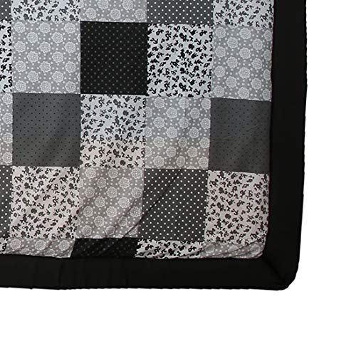 Image of Foldable Mat 6.5 X 6 Feet Korai River Grass chatai Black Cotton Fabric with 20MM Soft Foam Comfort Cushion