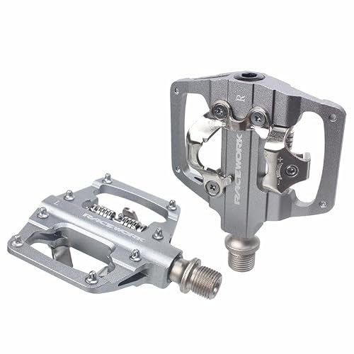 JIASHUNHE Bike Pedals MTB Clipless Pedals Self-locking CNC Aluminum Alloy DU Bearing Double Flat Platform Mountain Bike Bicycle Pedal(Silver)