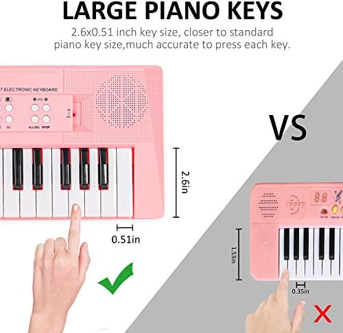 Electronic Piano Keyboard 37 Keys Piano for Kids Music Keyboard Piano with Microphone Learning Music Educational Toy Gift for Girls Boys Beginners (Pink 5 51Q7dIjfPgL. AC